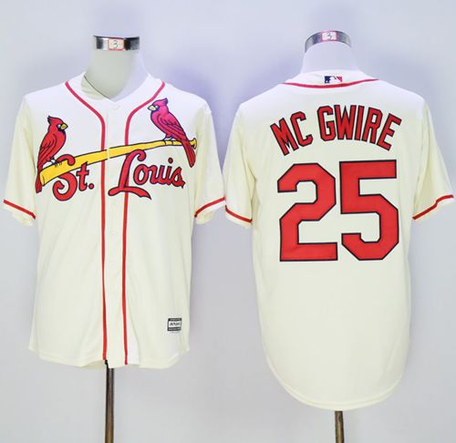 Cardinals #25 Mark McGwire Cream New Cool Base Stitched MLB Jersey - Click Image to Close